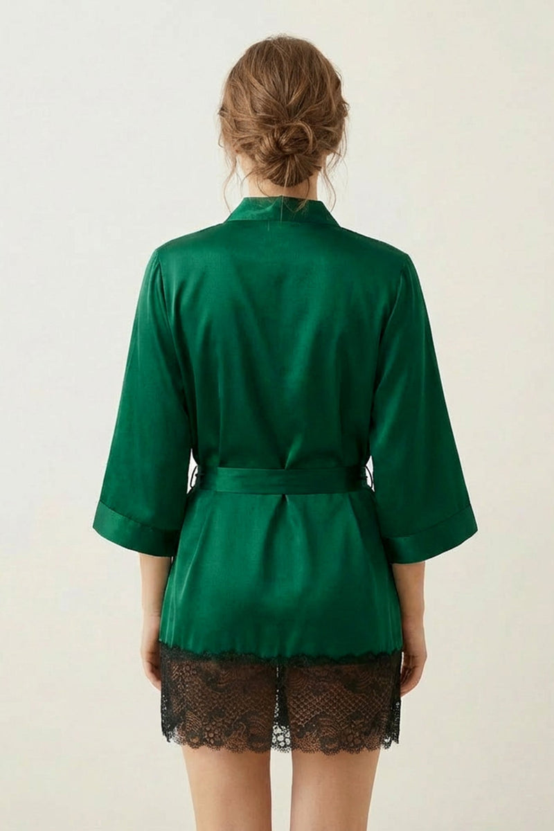 She's Emerald Lace Satin Robe